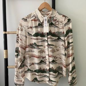 Aritzia Wilfred Coletta silk blouse button up top